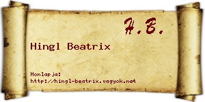 Hingl Beatrix névjegykártya
